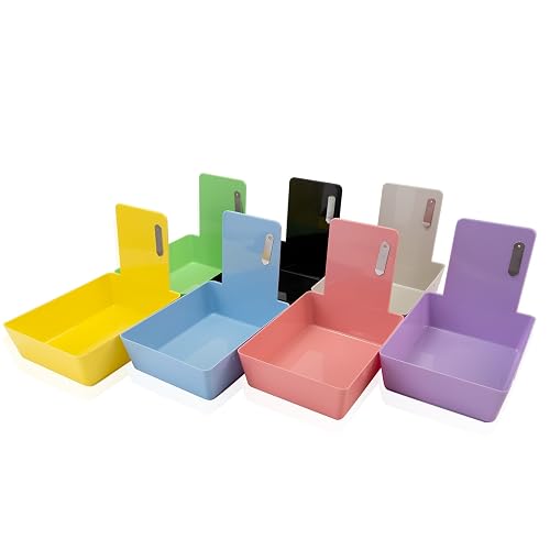 7PCS Lab Pans with Metal Clip, Durable Plastic Stackable Trays for Organizing Laboratory Equipment, Chemical Samples & Dental Tools