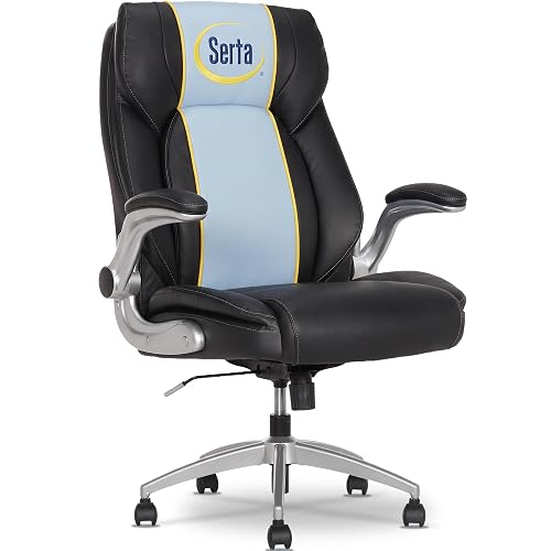 Serta Morrisen 400lb Commercial Grade Executive Chair with 3D Insight Lumbar Technology, Comfy Big & Tall OfficeChair with Back Support, Adjustable Desk Chairs with Comfortable Vegan Leather, Black