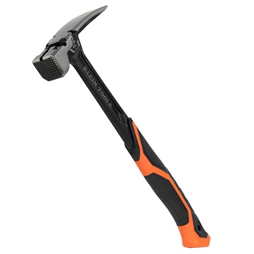 Klein Tools H80922SM Milled Face Framing Hammer with Straight Claw, 22 Oz. | Forged Steel, Steel Handle, Magnetic Nail Starter and Extra-Large Squared Strike Face