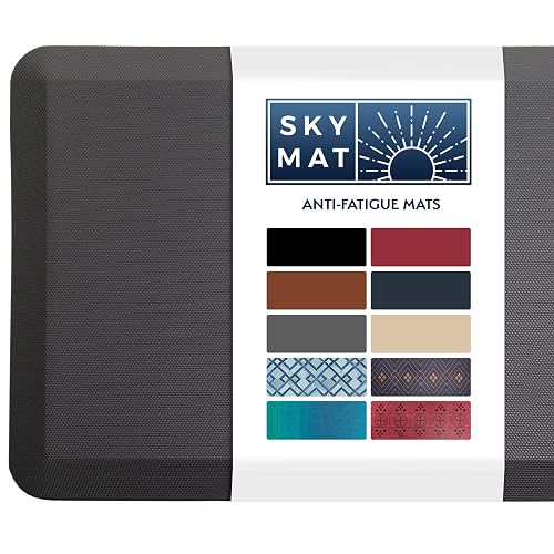 Sky Solutions Anti Fatigue Mat - 3/4" Cushioned Kitchen Rug and Standing Desk Mat & Garage - Non Slip, Waterproof and Stain Resistant (20" x 39", Grey)