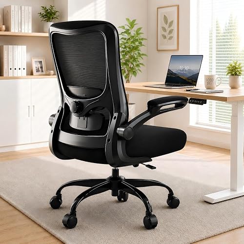 Ergonomic Office Chair for Lower Back Relief, 4-Way Lumbar, 330 LBS | 4-Way Lumbar, 3.5" Cushion, 3D Headrest, Breathable Mesh, Flip-Up Arms, Tilt & Rock, 330 LBS, 5-Year Warranty, 24/7 Support