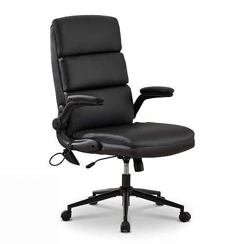 TUNYI Ergonomic Office Chair, Executive Desk Chair with Air Lumbar Support | Adjustable 360° Swivel Rolling Computer Chair with 105-120° Recline, Flip-up Arms (Black)