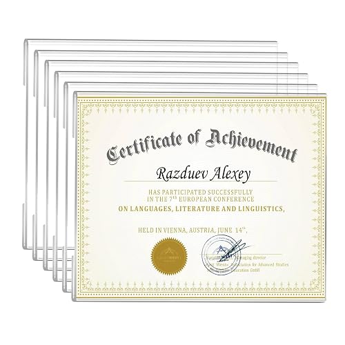 Ludery 8.5 x11 Acrylic Picture Frame Set of 6, Wall Mounting Frame 8.5x11 Clear Certificate Document Frame, Diploma Frames for Wall Display - Horizontal