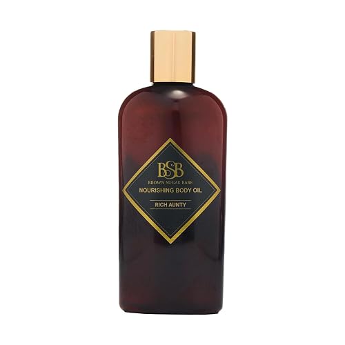 Brown Sugar Babe Rich Aunty Body Oil, Nourishing Skin Care with Almond, Avocado, Olive, Grape Seed and Turkish Rose Oils, Lightweight Body Oil for Women, Paraben Free, Made in USA
