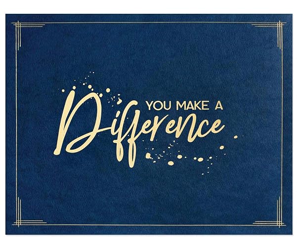 PaperDirect You Make A Difference Certificate Jackets, 9"x12", Blue 80lb Stock, Gold Foil Recognition Folders for Teachers, Graduation, Awards, Staff & Volunteers Certificat Holders, 10‑Pack