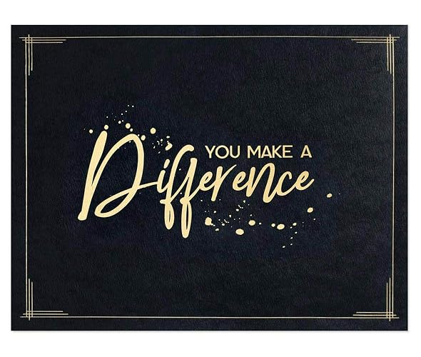PaperDirect You Make A Difference Certificate Jackets, 9"x12", Black 80lb Stock, Gold Foil Recognition Folders for Teachers, Graduation, Awards, Staff & Volunteers Certificat Holders, 10‑Pack