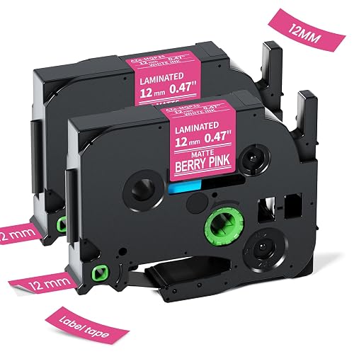 Replacement for Brother P Touch Label Tape White on Berry Pink TZe-MQP35 | 12mm 0.47'' Laminated TZe TZ Label Maker Tape, Compatible with PT-D210 PT-D220 PT-H110 PT-D400 PT-D410 PT-D600, 2-Pack