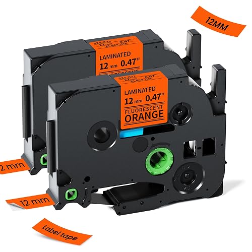 Replacement for Brother P Touch Label Tape Black on Orange TZe-B31 TZeB31 | 12mm 0.47'' Laminated TZe TZ Label Maker Tape, Compatible with Brother PT-D210 PT-D220 PT-H110 PT-D400 PT-D600, 2-Pack