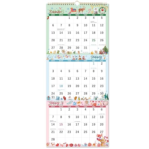 2027 Calendar - 3 Month Calendar 2027 Vertical Display (Folded in a Month) | Jan.2027 - Dec.2027, 11" x 26", 2027 Wall Calendar Large with Hanging Hook, Perfect for Organizing - 12 Different Themes