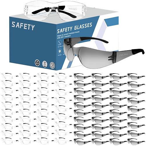 AOOFFIV Ansi Z87.1 Safety Glasses for Men, Clear Eye Protection Glasses | Impact Resistant and Scratch-Resistant Lens, Clear Safety Glasses for Lab, Construction, Lawn Mowing, Painting, Gardening