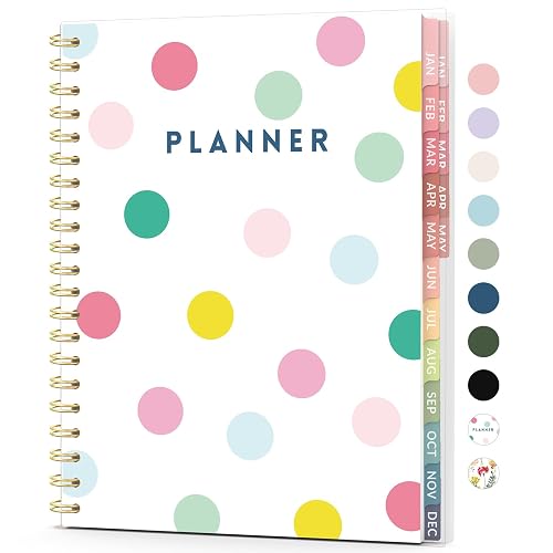2027 Planner, Forvencer 17 Month Calendar Planner Jan 2027-May 2028, 8.5x11 | Weekly & Monthly Planner, Daily Agenda Book with Tab, Flexible Cover Journal Organizer for Office School, A4, Polka Dot Style