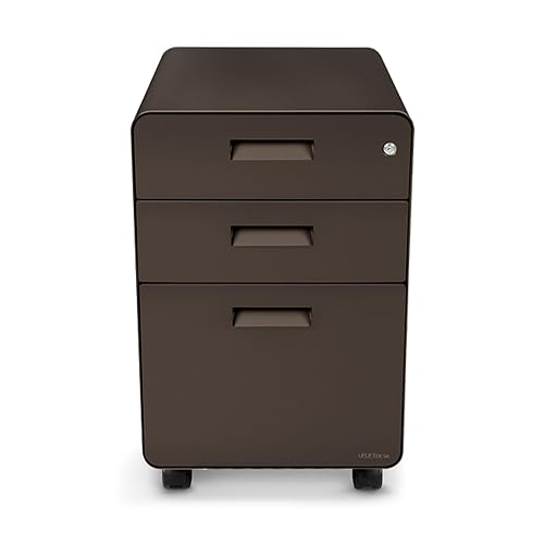 UPLIFT DESK 3-Drawer Mobile File Cabinet - Steel Rolling Filing Cabinet with Lock, Soft-Close Top Drawer, Letter & Legal Size File Storage, Easy Assembly for Home Office (Industrial)