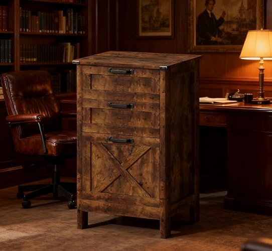 Vertical File Cabinet with 3 Drawers for Home and Office | Adjustable bar in large drawer for A4 or letter file sizes
