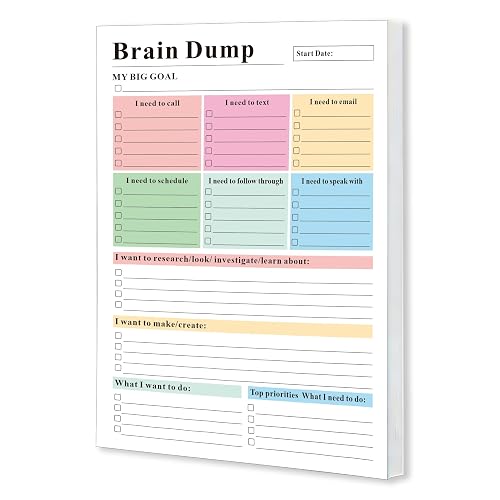 Brain Dump Notepad 50 Pages, A5 To Do List Notepad, Tear-Off To Do Notebook, ADHD Daily Planner, Adhd Brain Dump Notepad, Minimal Planning Tool