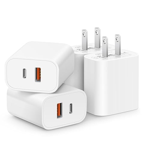 [4 Pack] 20W USB C Charger Block Fast Charging Multiport Adapter | for iPhone 18/17/16/15/14, Galaxy, Pixel, iPad & more, PD 20W USB-C & USB-A dual ports, compact travel charger