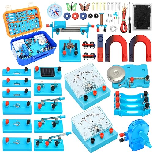 Ransanx 71PCS Magnet Science Kit for Kids Ages 8-16, Advanced Physics Lab | Comprehensive STEM Electricity & Magnetism, Hand-Crank Generator, Solar Power, Illustrated Manual, Safe & Durable