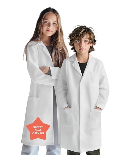 Little Kittel Children's Lab Coat Ages 6-14, Unisex Doctor Coat with Pockets, Kids Medical Coat for School Science