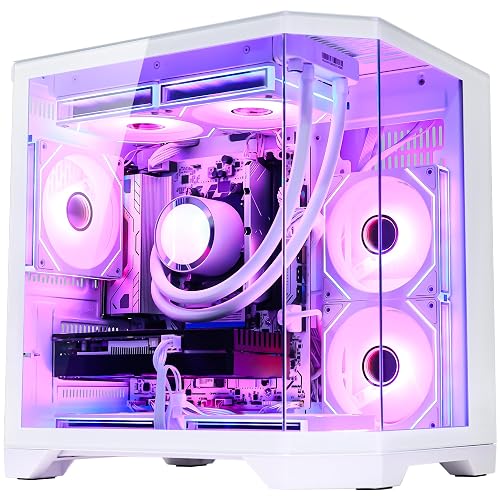 HELLOLAND Ocean of Stars AI Gaming PC Desktop - Geforce RTX 5070 12GB - AMD Ryzen 7 9700X -16GB DDR5 RAM- 1TB PCIe SSD- WiFi + BT- 850W PSU- Windows 11 -RGB Lights with Software Control - White