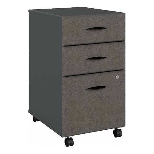 Bush Business Furniture Series A 3 Drawer Mobile File Cabinet in Slate and White Spectrum