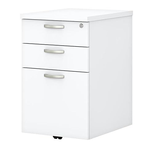 Bush Business Furniture Easy Office 3 Drawer Mobile File Cabinet in Pure White
