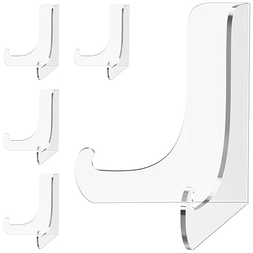 5 Pack Acrylic Display Stand, Plate Stand for Display, Easel Stand | Clear Display Holder for Card, Frame, Picture, Magazine, Book, CD, Phone (Small/ 3 Inch)
