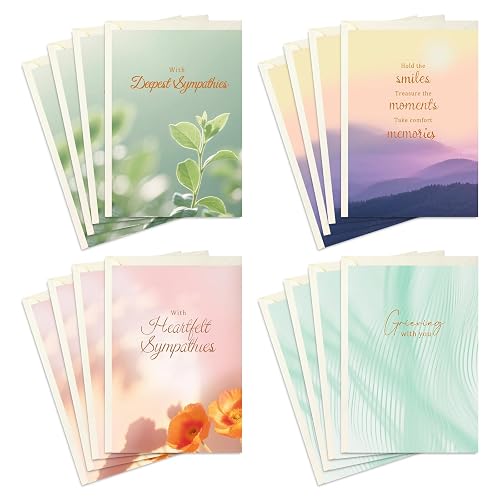 XXINMOH 24 Packs Sympathy Cards with Envelopes (4.6 x 6.8 inch), Bereavement Card Bulk, Condolences Card assortment Box with Envelopes for Loss of Loved One, Funeral Cards, Memorial Cards