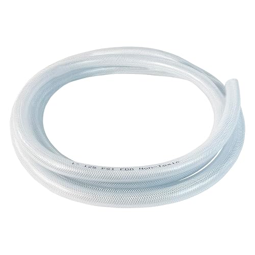 Gloxco Clear Braided PVC Tubing, Food Grade, Heavy Duty Reinforced Hose, 1" ID, 25 Ft Length