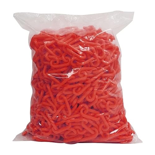 Mr. Chain Plastic Barrier Chain, Red, 100 ft Length (50005-100) | UV-resistant HDPE plastic, safety barrier and crowd control, indoor and outdoor use, rust-free and recyclable, made in USA