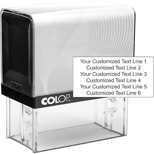 COLOP Extra Large Size Self Inking Custom Text Stamp - Choose from Many Fonts & 15 Ink Colors