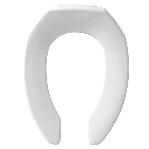 BEMIS 1955CT Commercial Open Front Plastic Toilet Seat, Heavy Duty Industrial Seat without Lid, Secure Installation for Long Lasting Use, Made in USA, Elongated, White