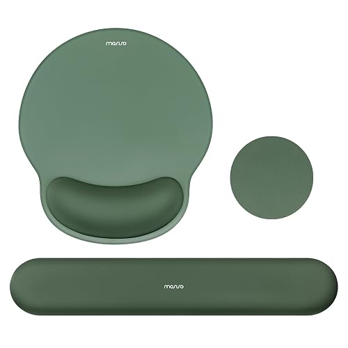 MOSISO Wrist Rest Support for Mouse Pad&Keyboard Set, Midnight Green | Circle Curved Ergonomic Mousepad Non-Slip Base Home/Office Pain Relief&Easy Typing Pad with Soft Cloth&Silicone Lining