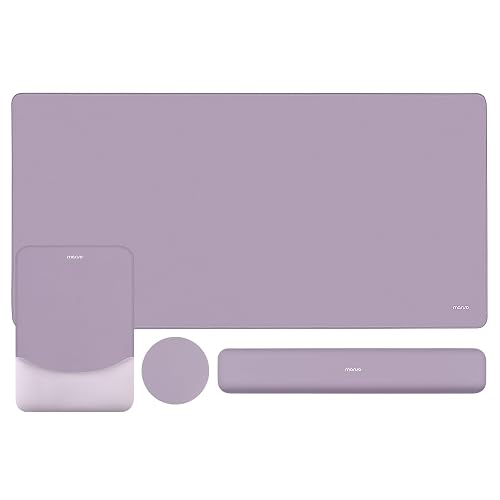 MOSISO Keyboard Mouse Pad Set, Large Gaming Mouse Pad&Keyboard Wrist Rest | Rectangular Mousepad with Wrist Rest&Coaster, Ergonomic Non-Slip&Easy Typing Pad with Curved Silicone Lining, Purple