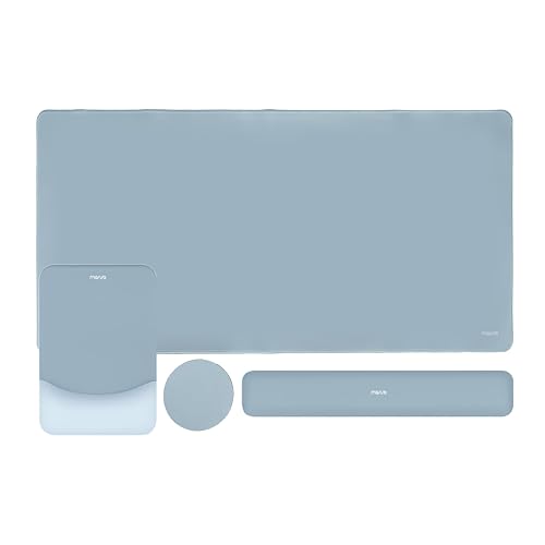 MOSISO Keyboard Mouse Pad Set, Large Gaming Mouse Pad&Keyboard Wrist Rest | Rectangular Mousepad with Wrist Rest&Coaster, Ergonomic Non-Slip&Easy Typing Pad with Curved Silicone Lining, Aquamarine