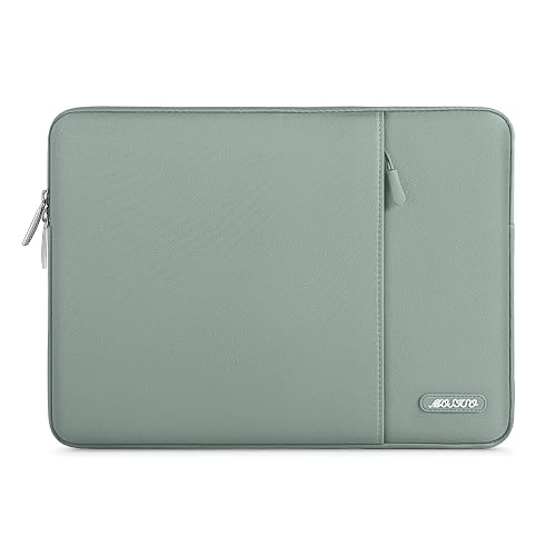 MOSISO Laptop Case 13.3 inch, 13-13.3 inch Laptop Sleeve Bag with Pocket | Compatible with MacBook Air/Pro 13/Pro 14 M5 M4 M3 M2 M1, HP Dell ASUS Lenovo, Polyester Vertical Computer Bag, Antique Green