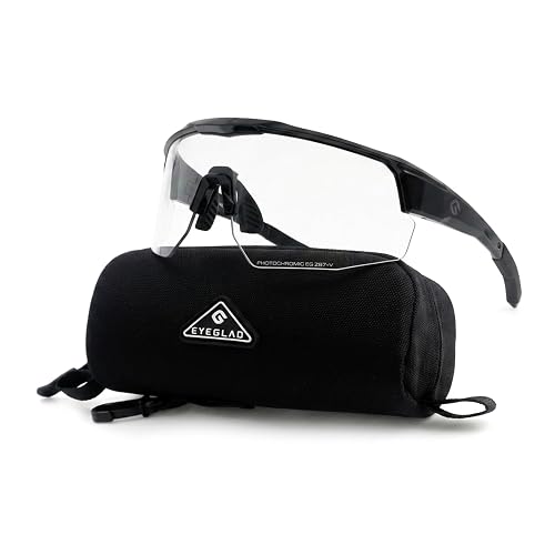 EYEGLAD VeloX Photochromic Z87+ Impact Rated Safety Glasses | UV400, Anti-Fog Coating, Auto-Darkening Lens, UV400 Shield, Protective Frame, Work Use