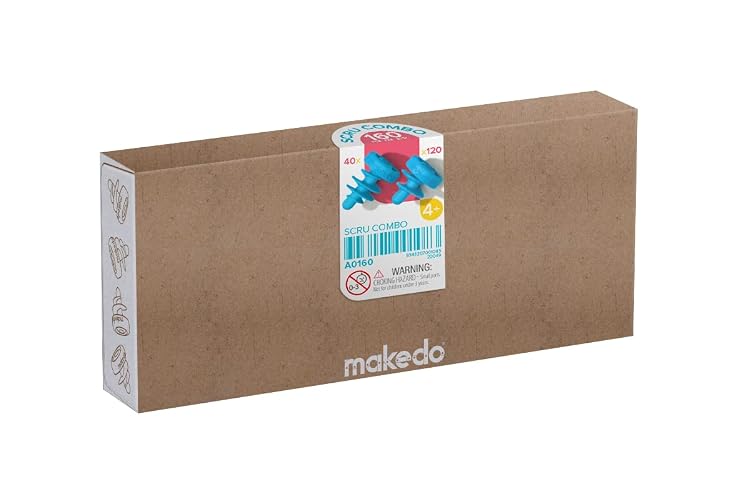 Makedo Scru Combo 160 | Cardboard Screws Mix, 120 Scru and 40 Scru+, Age 4+ | Top Up Your Toolbox and Connect Up to 5 Layers of Cardboard | Reusable, Twist In and Out | Screen-Free STEM Educational Toy