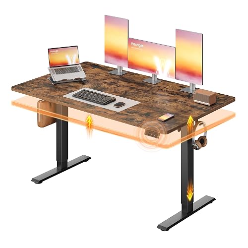 VASAGLE Standing Desk, 55x28 Inch Electric Adjustable Desk, 30-Min Assembly | Home Office Computer Desk, Gaming Desk with Sedentary Reminder and 4 Memory, Sit Stand Desk ULSD315KD02SV1