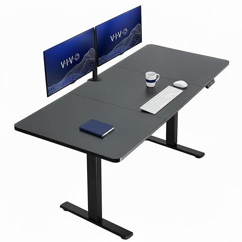 VIVO Black 71 x 30 in Standing Desk, DESK-KIT-1B7B | Electric, Holds 220 lbs, Sit Stand, Height Adjustable, Extra Deep Table Top, Memory Presets, 1B Series, Black Frame