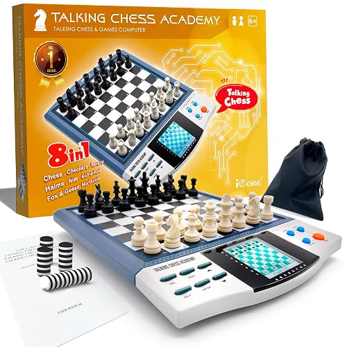 iCore Electronic Chess Set for Kids and Adults, Talking Coach | Develop Thinking, Memory Electronic Chess Board, Talking Coach, 30 Skill Levels, Beginners & Adults