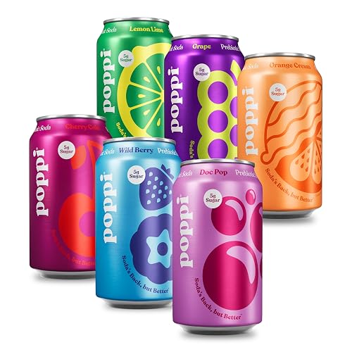 Poppi Prebiotic Soda, Crowd Pleasers, 12 Oz, 12 Pack | Prebiotic Soda, Sparkling Water & Fruit Juice, 5g Sugar