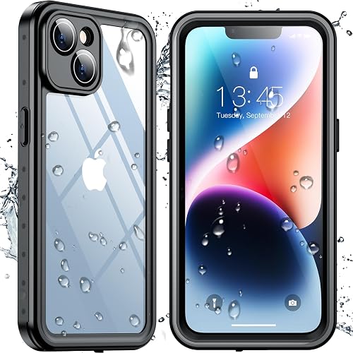 SPIDERCASE for iPhone 14 Case Waterproof,Black/Clear | Built-in Lens & Screen Protector, Full Heavy Duty Protection, 12FT Military Shockproof, Dustproof, Anti-Scratched Case