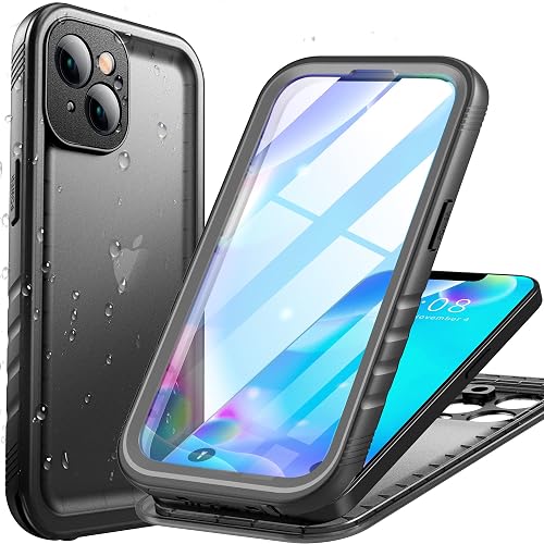 Cozycase for iPhone 14 Waterproof Case Military Heavy Duty Full Body Black | 360 Shockproof with Screen Camera Protector Double IP68 Water Dust Drop Proof Hard Rugged Tough Bumper Front Back Cover