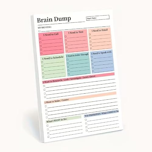 Limecute Brain Dump Notepad,Adhd Brain Dump Notebook Planner Pad 50 Page Tear Away To Do List
