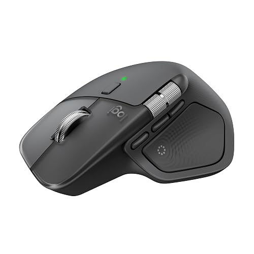 Logitech MX Master 4 Ergonomic Wireless Mouse with Haptics - Graphite | Advanced performance haptic feedback, Ultra-Fast Scrolling, 8K DPI Any-surface, Quiet Clicks, Wireless, USB-C, Windows/MacOS