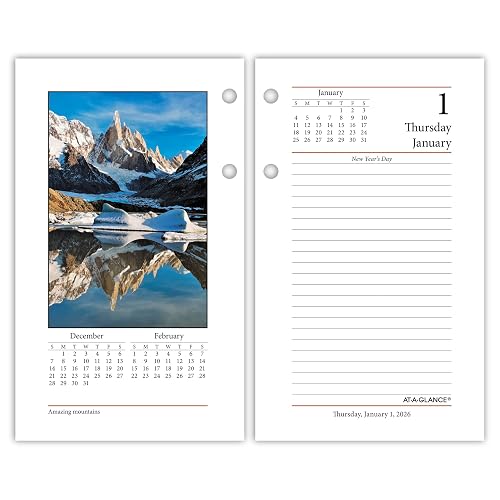 AT-A-GLANCE 2026 Desk Calendar Refill, Daily, 3-1/2" x 6", Standard, Loose-Leaf, Photographic (E4175026)