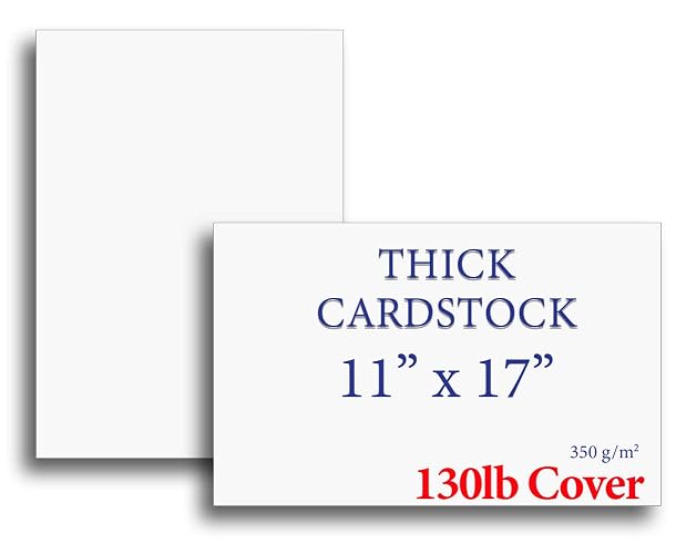 Extra Heavy Duty 130lb Cover Cardstock - 11" x 17" Bright White - 350gsm 17pt Thick Paper for Inkjet & Laser Printers (100 Sheet Pack)