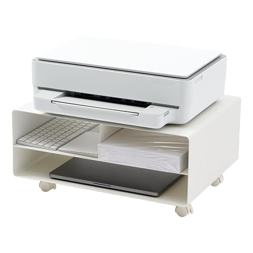 YAMAZAKI Home Desktop Printer Stand - Computer Accessory Office Organizer Steel One Size White