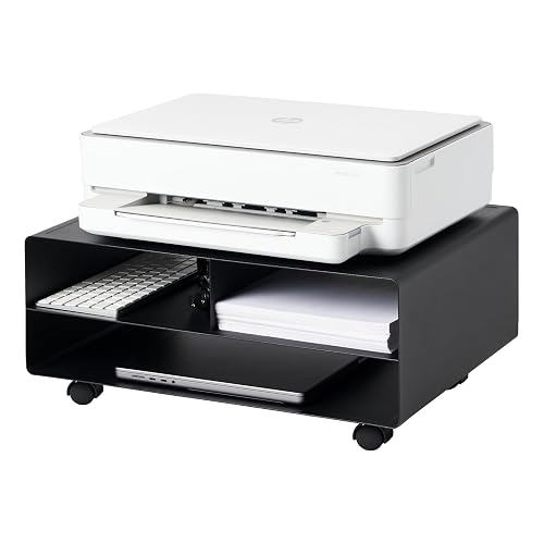 YAMAZAKI Home Desktop Printer Stand - Computer Accessory Office Organizer Steel One Size Black