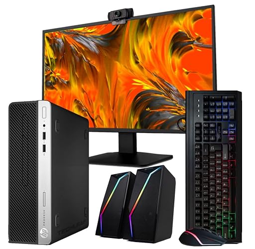 HP Windows 11 Desktop Computer | 16GB RAM + 500GB SSD | Intel i5 | 16GB RAM + 500GB SSD | 24" LCD | WiFi 6 AX200 + BT | RGB Keyboard/Mouse + Speakers | Webcam | Home or Office PC (Renewed)