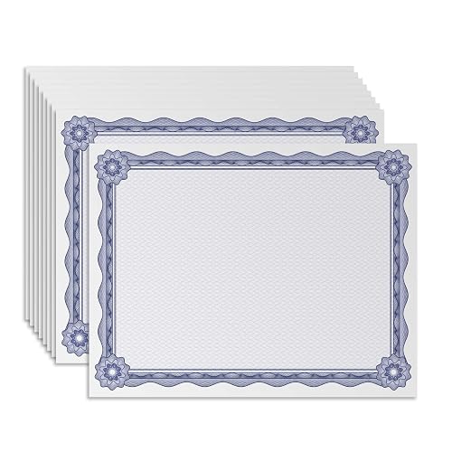 Certificate Paper 8.5 x 11 with Blue Border, 100 Sheets, 140 GSM | Printable Diploma & Award Certificate Paper, Thick Letter Size Paper for Graduation, Recognition, Achievement, Printing